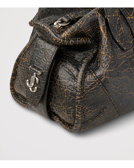 Jimmy Choo Black Barfilo Cracked Leather Bag
