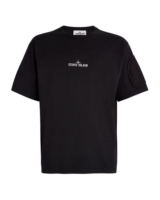 Stone Island Black Cotton Zipped-Pocket T-Shirt for men
