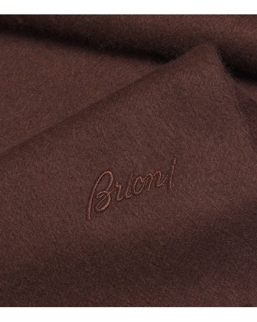 Brioni Brown Fringed Scarf for men