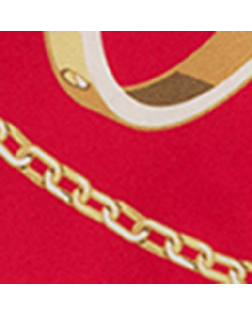 Cartier Red Precious Mundanity Graphic-Print Bandeau Silk Scarf 105Cm X 6Cm
