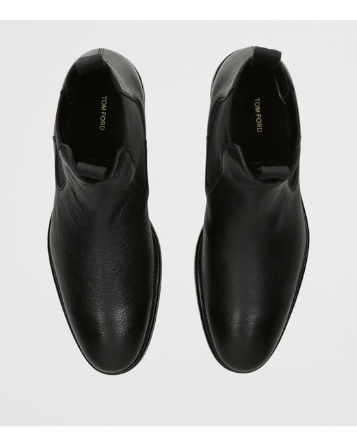 Tom Ford Black Leather Owen Chelsea Boots for men