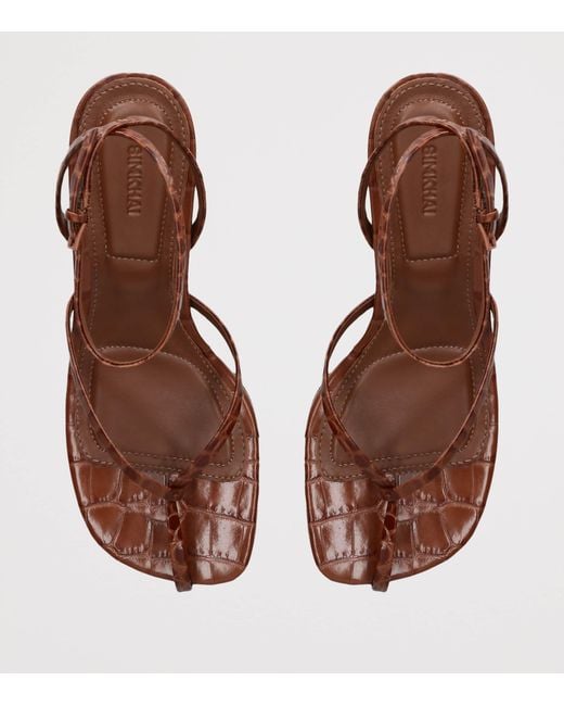 Jonathan Simkhai Brown Croc-Embossed Leather Kelsey Heeled Sandals 75