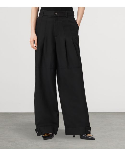 AllSaints Black Sherell Wide-Leg Trousers