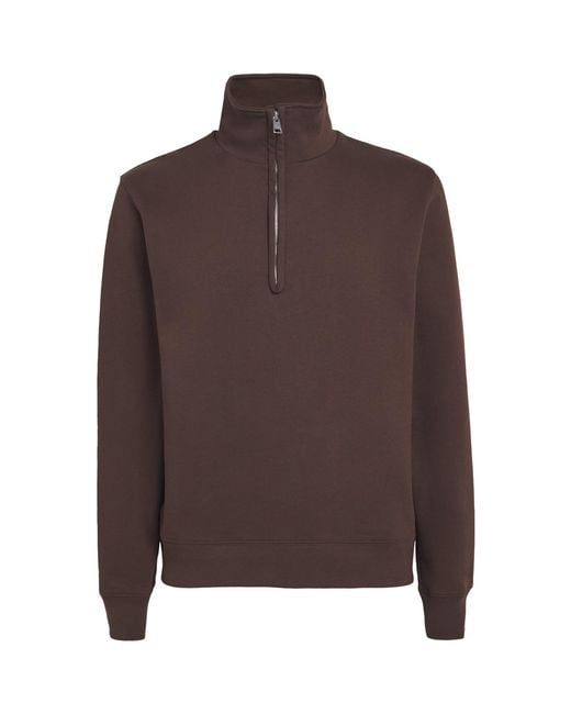 Sandro Brown Cotton Half-Zip Sweater for men