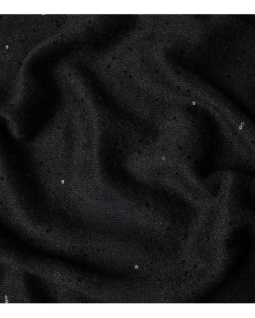 Brunello Cucinelli Black Cashmere-Silk Sequin Scarf