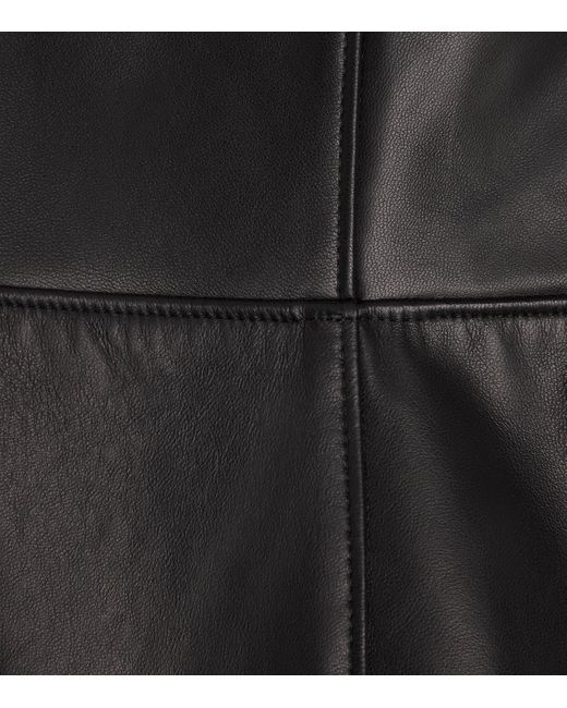 Nensi Dojaka Black Leather Bustier Midi Dress