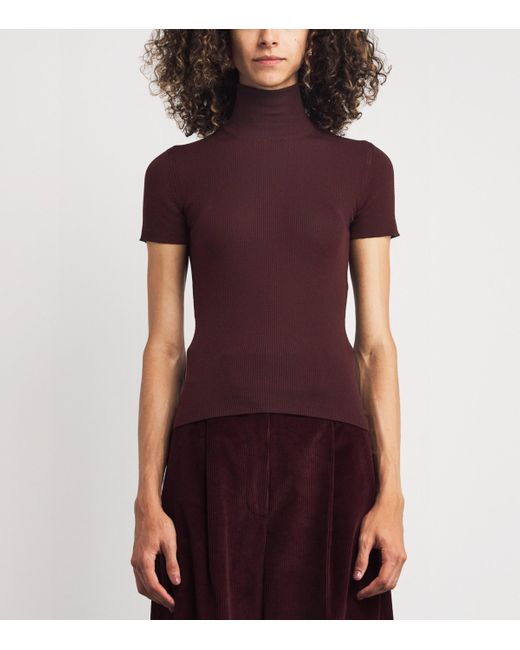 Max Mara Purple Wool Short-Sleeve Sweater