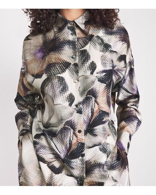Agnona Gray Silk Printed Shirt