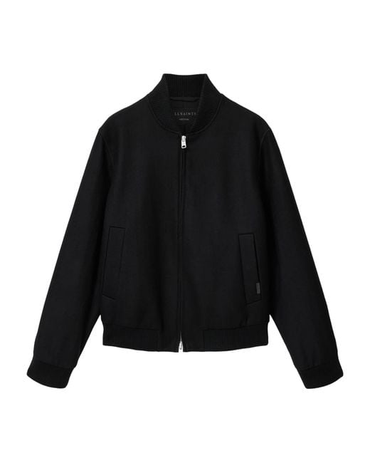 AllSaints Black Wool-Blend Deceit Bomber Jacket for men