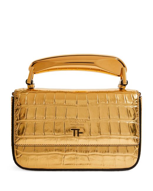 Tom Ford Small Metallic Croc-embossed Leather Bianca Top-handle Bag