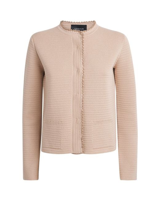 Fabiana Filippi Natural Wool-Cotton Cropped Cardigan