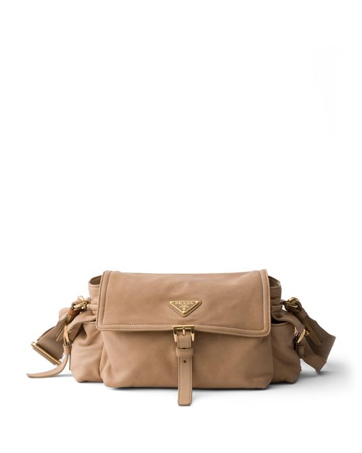 Prada Brown Medium Nappa Lambskin Explore Shoulder Bag