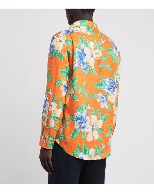 Polo Ralph Lauren Orange Linen Tropical Floral Print Shirt for men