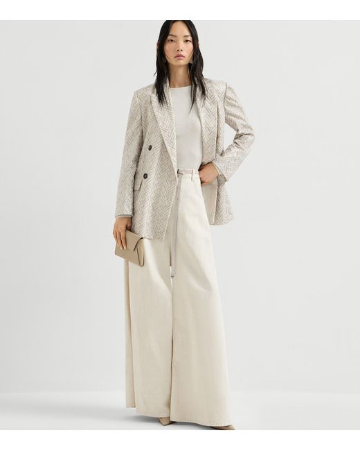 Brunello Cucinelli White Cashmere-Silk-Blend Sweater