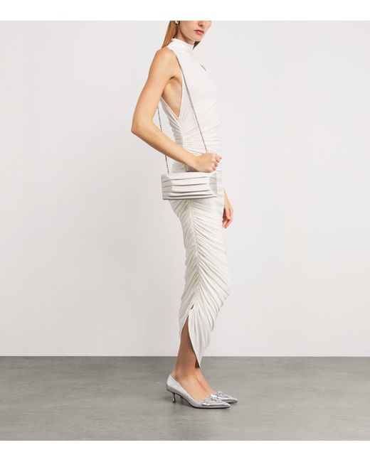 Rodo White Satin Plissé Clutch Bag