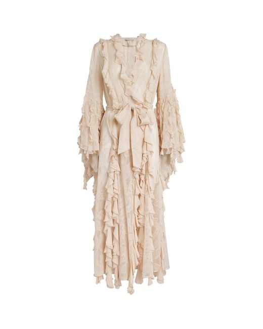 Alice + Olivia Natural Ruffle Cher Maxi Robe