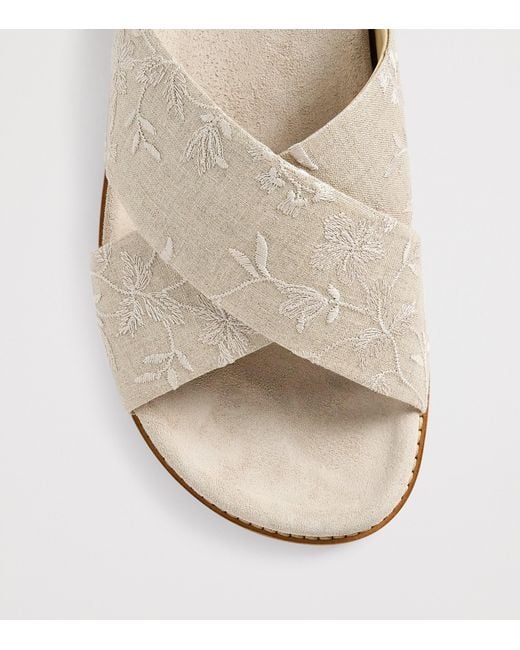 Eleventy White Embroidered Crossover Slides