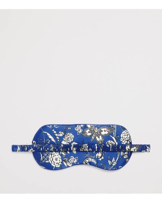 Harrods Blue Silk Butterfly Print Sleep Mask