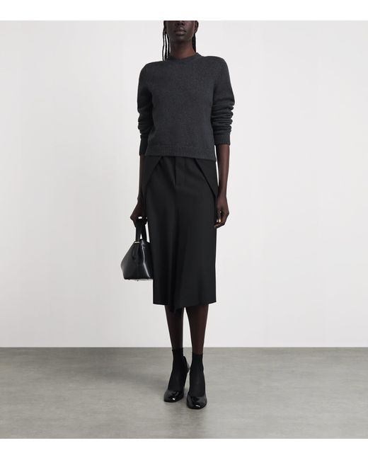 Khaite Blue Cashmere Crew-Neck Leta Sweater