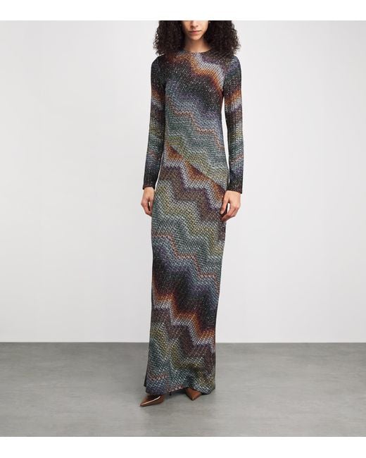 Missoni Gray Sequin Zigzag Maxi Dress