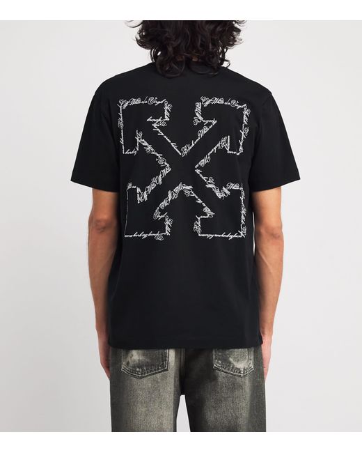 Off-White c/o Virgil Abloh Black Cotton Logo T-Shirt for men
