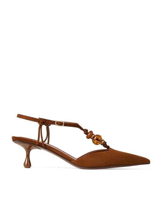 Jimmy Choo Brown Lauri 50 Suede Slingback Pumps