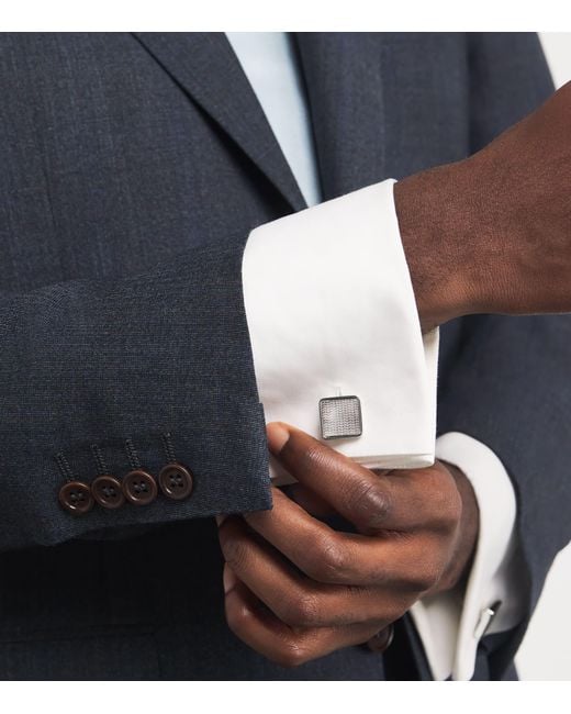 Babette Wasserman Gray Mother-Of-Pearl Herringbone Cufflinks for men