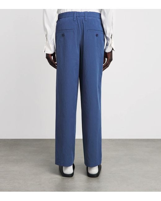 IM MEN Blue Pleated Tailored Trousers for men