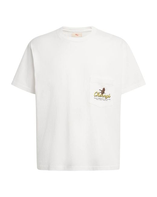 CHERRY LA White Cotton Graphic Pocket T-Shirt for men