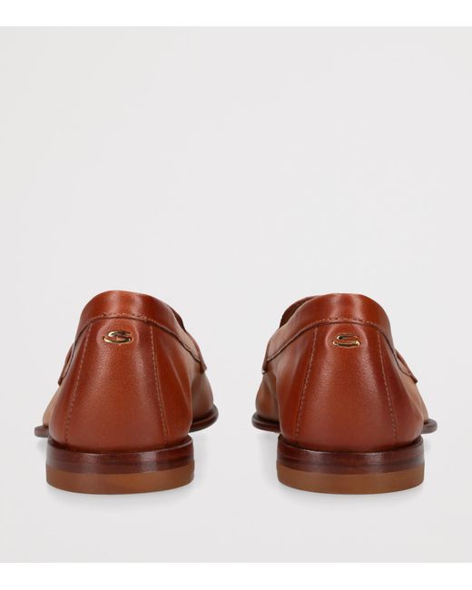 Santoni Brown Leather Famed Loafers