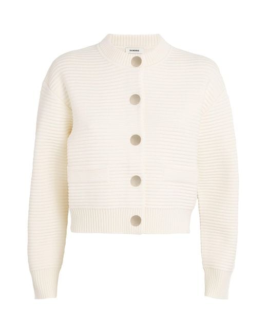 Sandro White Textured-Knit Cardigan