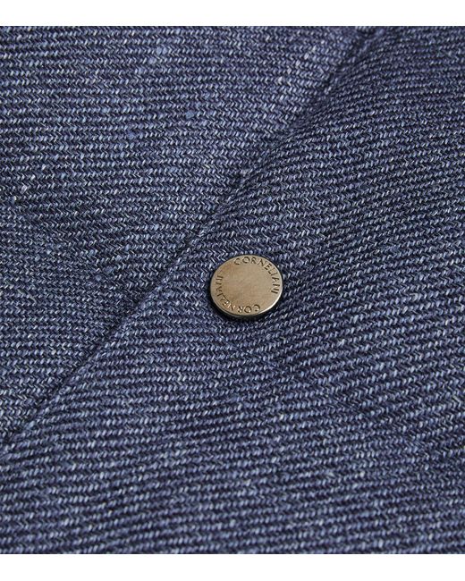 Corneliani Blue Wool-linen Padded Gilet for men