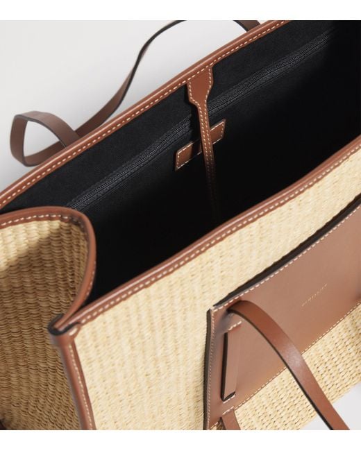 DeMellier London Natural Raffia-Leather Capri Tote Bag