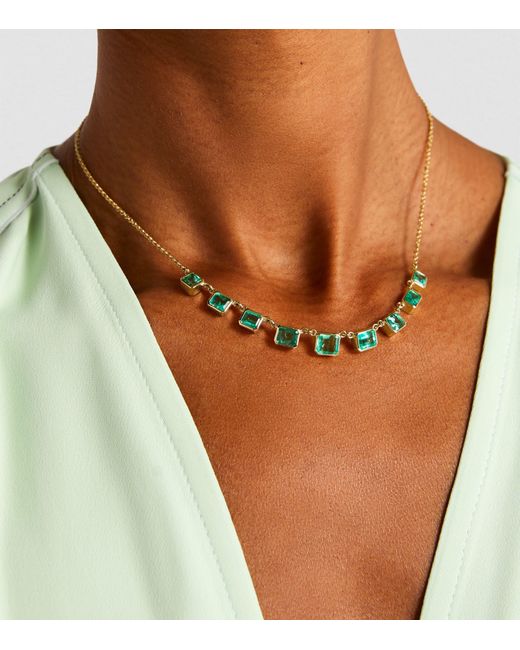 Jacquie Aiche Green Yellow Gold And Emerald Necklace