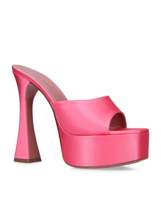 AMINA MUADDI Satin Dalida Platform Sandals 140 in Pink | Lyst