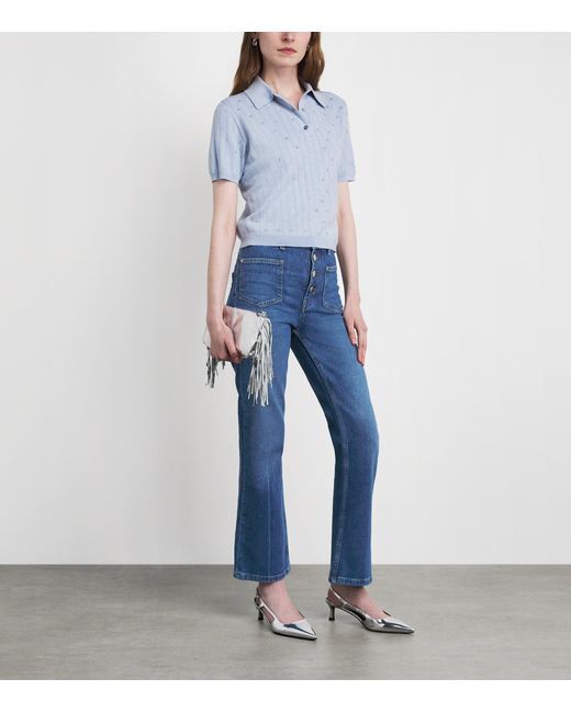 Maje Blue Patch-Pockets Flared Jeans