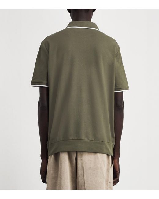 Polo Ralph Lauren Green Stretch-Cotton Zip-Up Polo Shirt for men