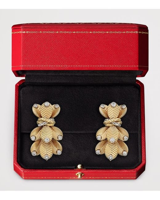 Cartier Metallic And Diamond Grain De Café Earrings