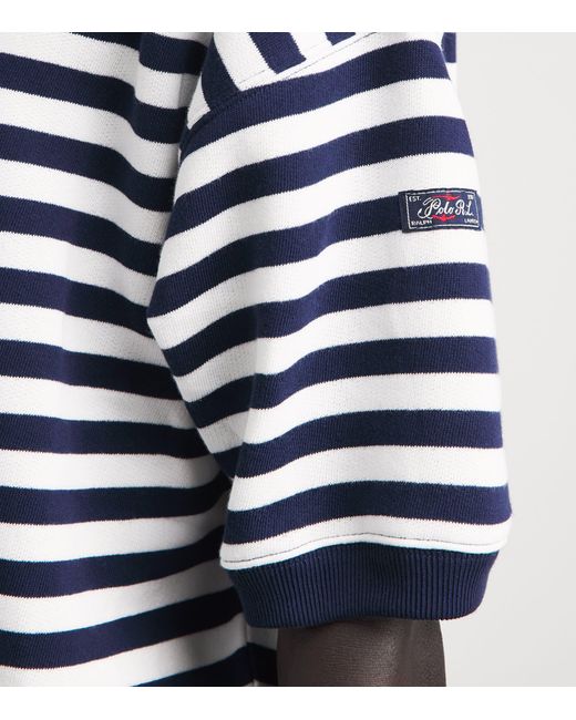 Polo Ralph Lauren Blue Fleece Stripe Short-Sleeve Sweater for men