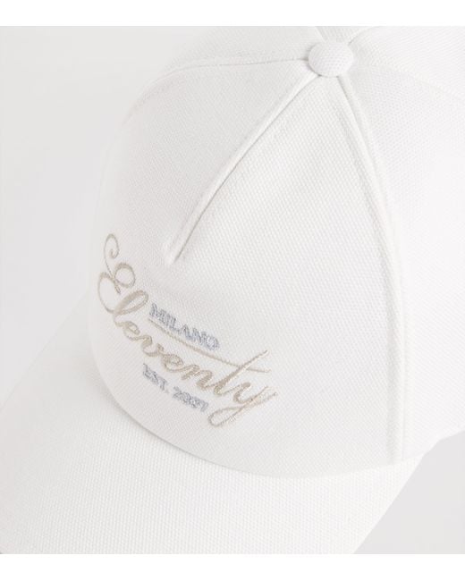 Eleventy White Cotton Logo Baseball Cap for men