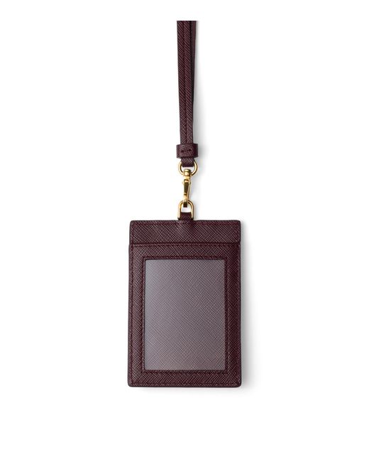 Prada Purple Saffiano Leather Badge Holder