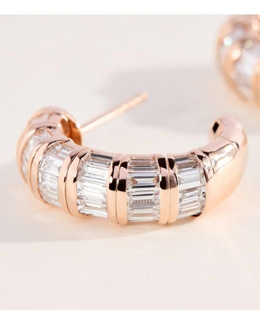 SHAY Natural Rose And Diamond Baguette Earrings