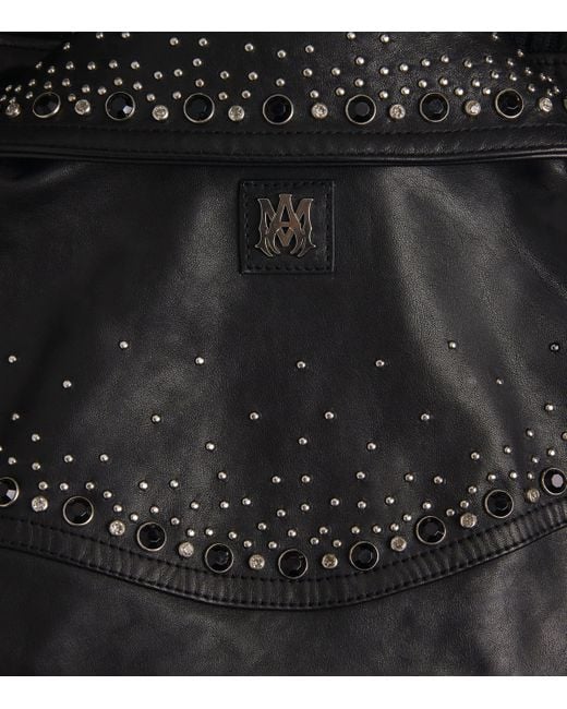 Amiri Black Crystal Western Leather Jacket for men