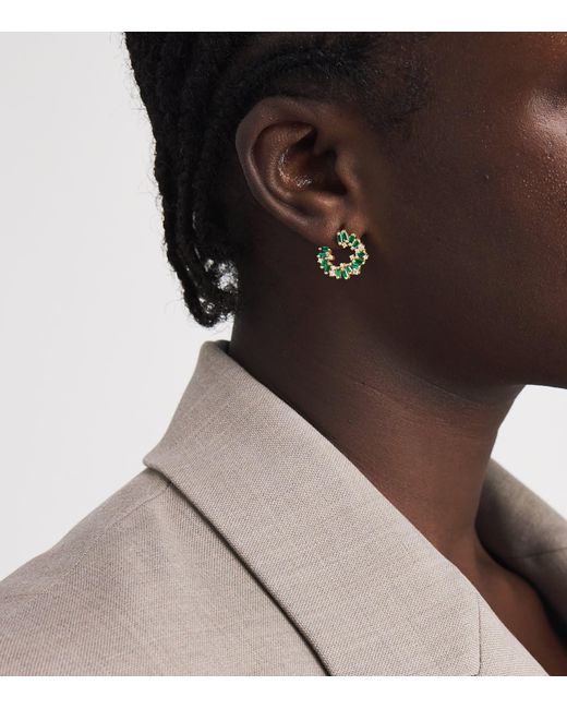 Suzanne Kalan Green Emerald And Diamond Frenzy Spiral Earrings