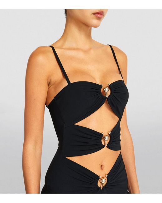 Black Pierced Orbit cutout swimsuit, Christopher Esber