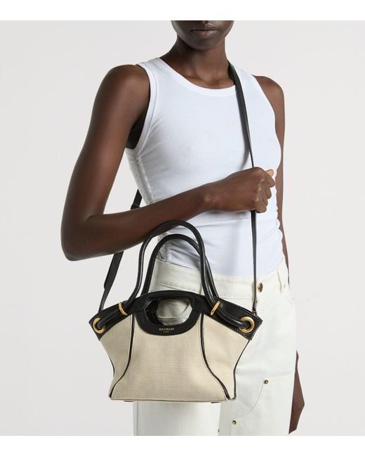 Balmain Natural Small Canvas Tote Bag