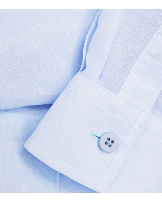 Issey Miyake Blue Cotton-Linen Paper-Esque U Shirt