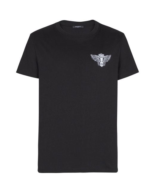 Balmain Black Cotton Logo T-Shirt for men