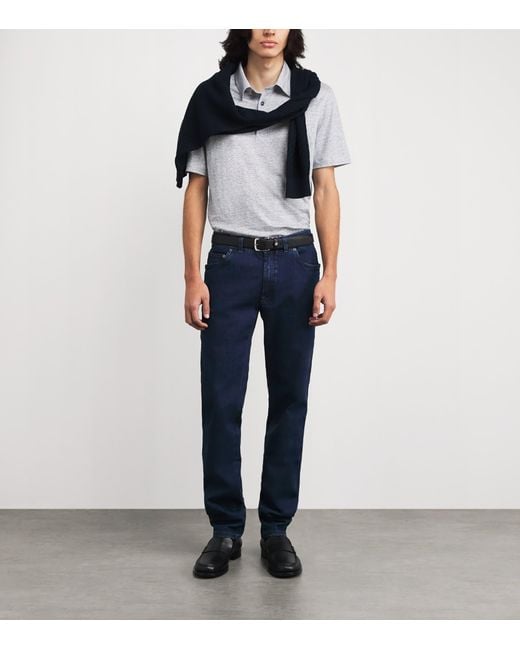 Brioni Gray Cotton Polo Shirt for men