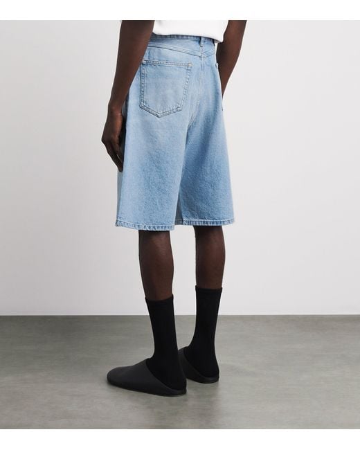 Studio Nicholson Blue Marylebone Wide-Leg Denim Shorts for men